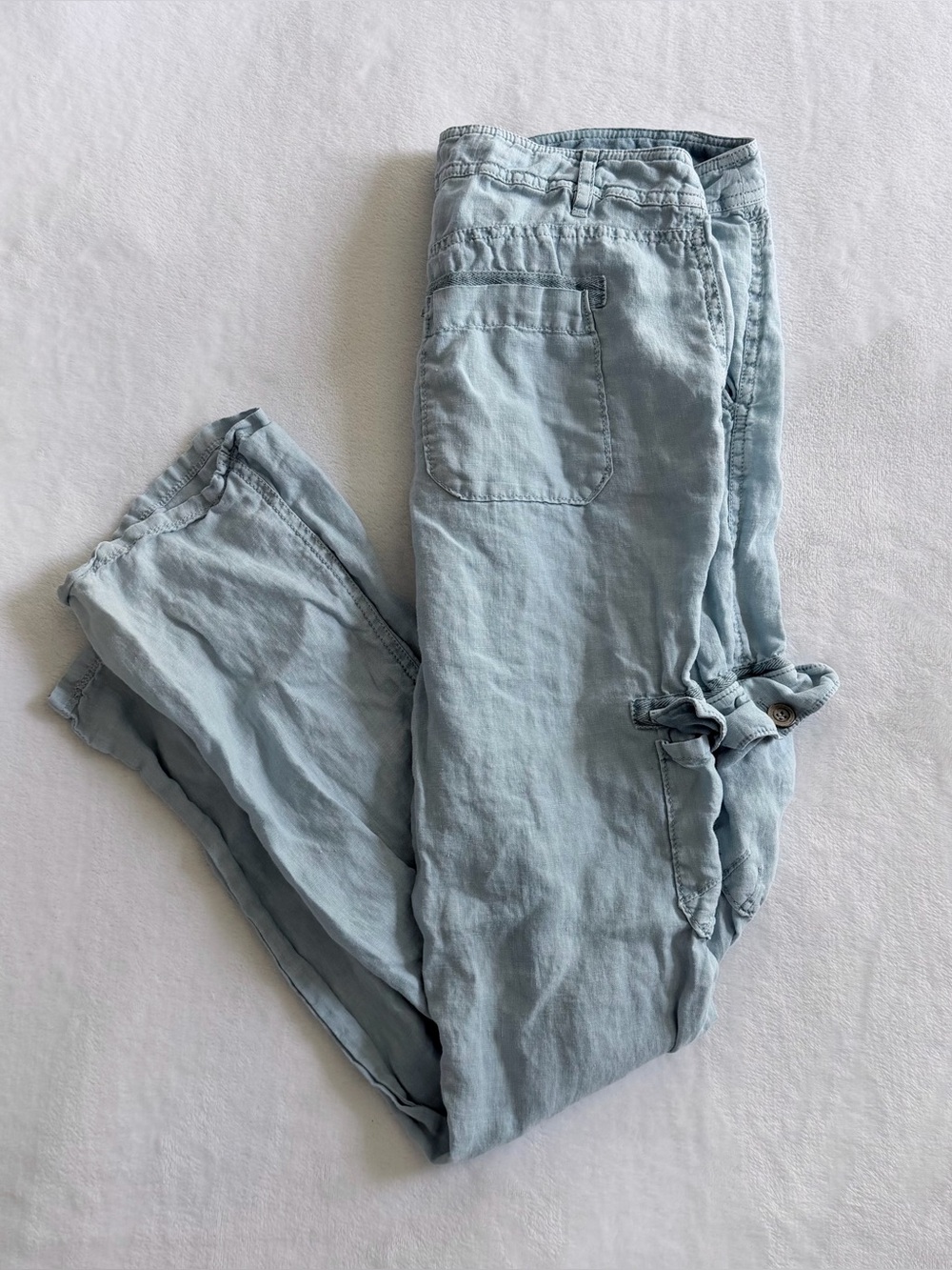 Michael Stars 100% Linen Light Blue Cargo Style
Straight Leg Trouser Pant Sz Med